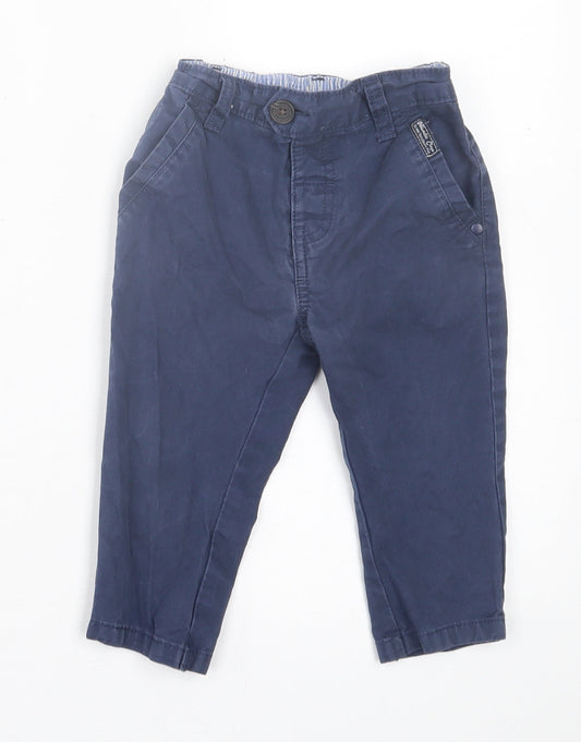 wollesbabes Boys Blue  Cotton Capri Trousers Size 12-18 Months  Button