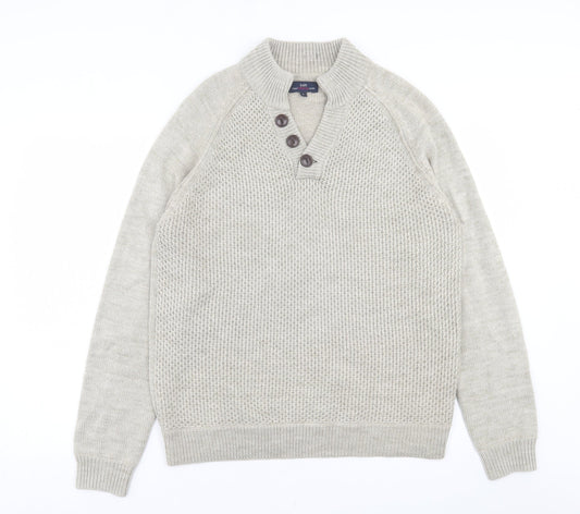 EAST Girls Beige V-Neck  Acrylic Pullover Jumper Size L  Pullover