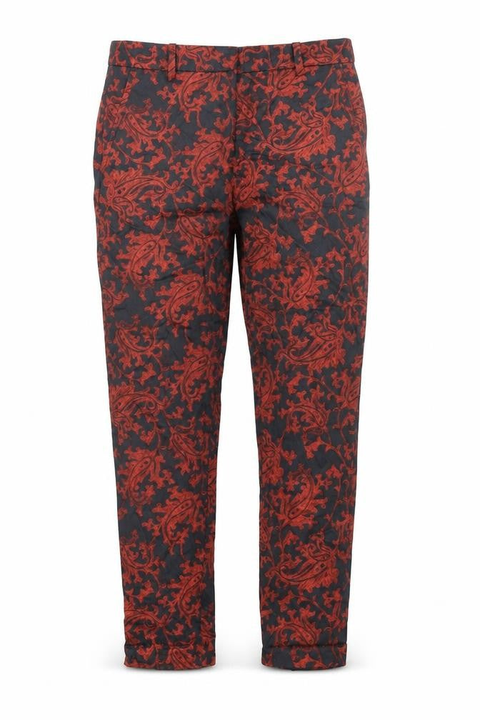 H&M Womens Orange Geometric Cotton Trousers  Size 8 L26 in Regular Hook & Eye