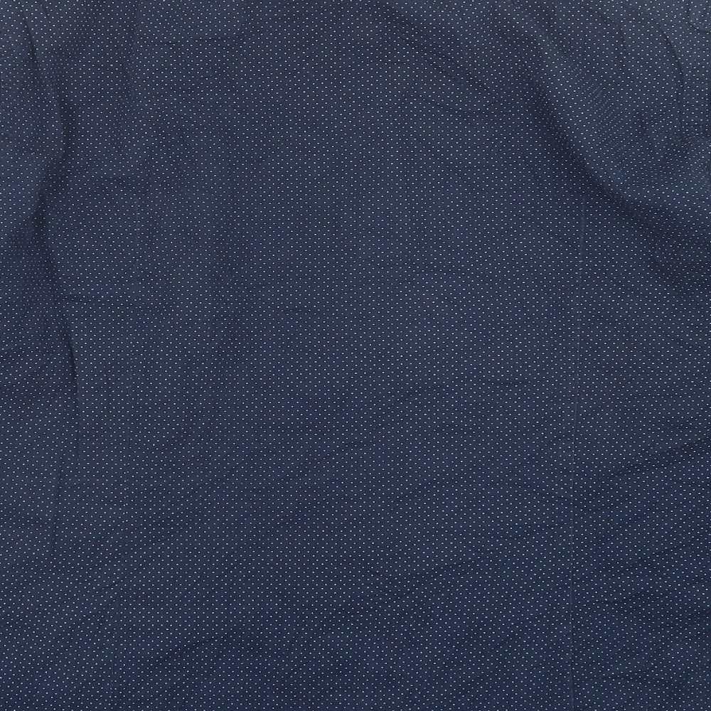 Montego Mens Blue Polka Dot Polyester  Button-Up Size L Collared Button
