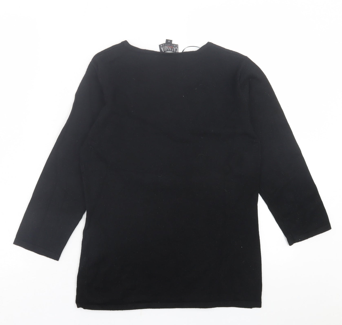 Casamia  Womens Black Crew Neck Striped Viscose Pullover Jumper Size S
