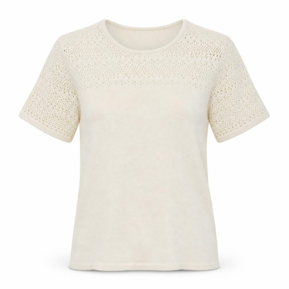 Damart Womens White Round Neck  Acrylic Henley Jumper Size M