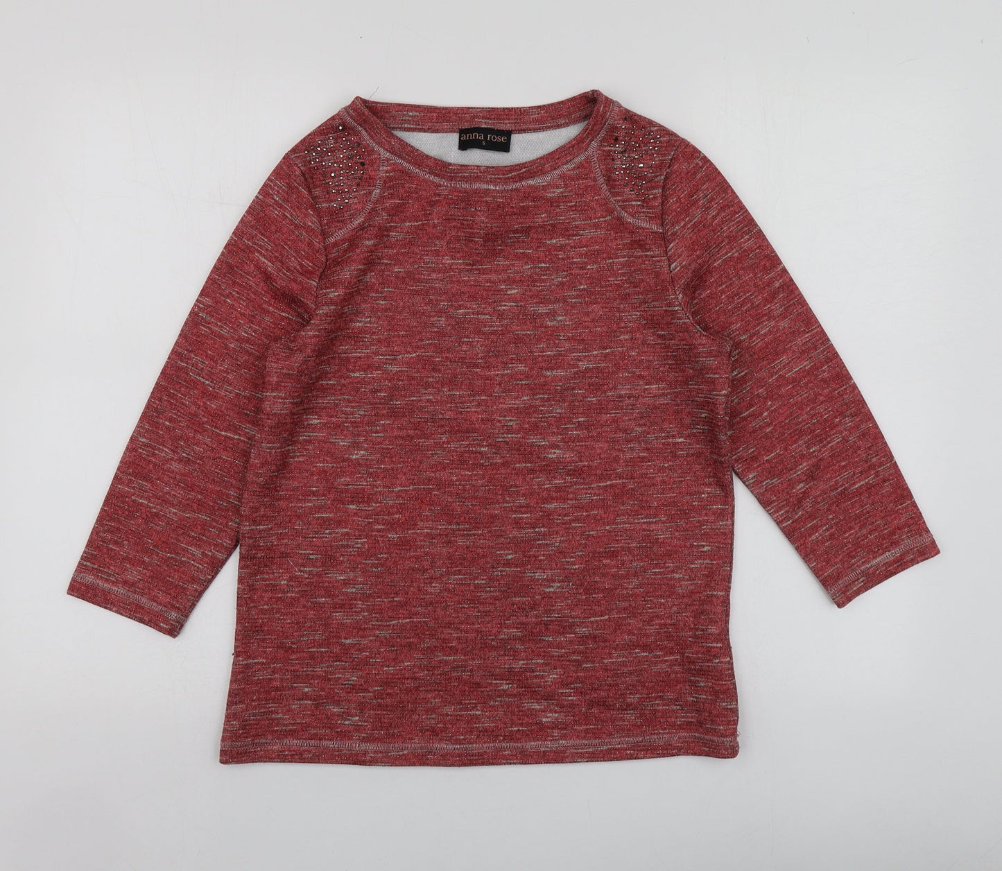 Anna Rose Womens Red  Polyester Basic Blouse Size S Roll Neck