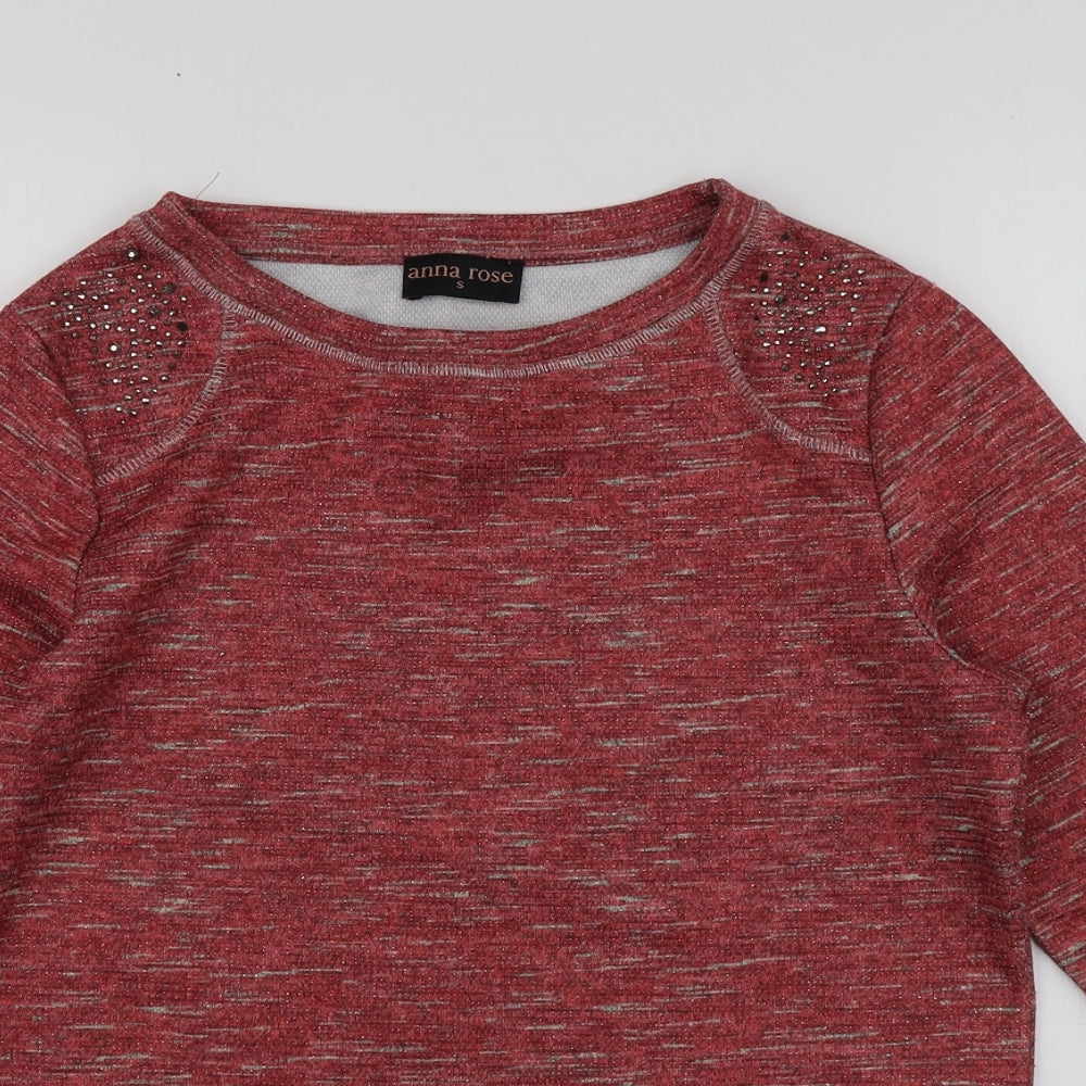 Anna Rose Womens Red  Polyester Basic Blouse Size S Roll Neck