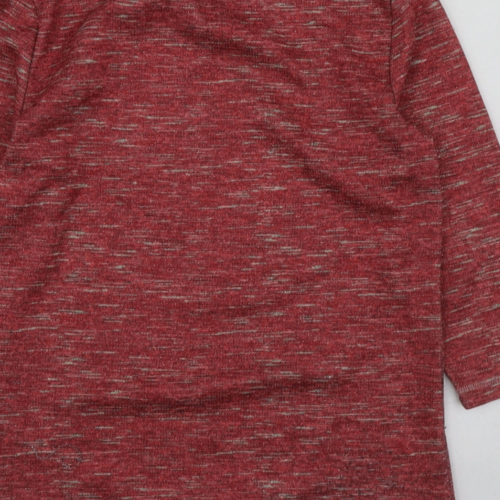 Anna Rose Womens Red  Polyester Basic Blouse Size S Roll Neck
