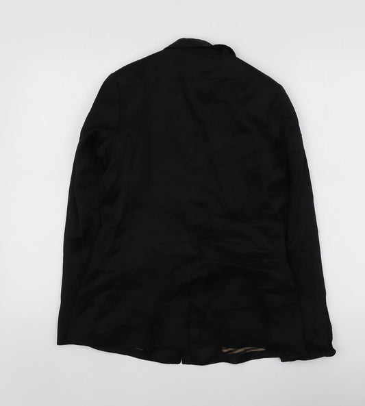 H&M Womens Black  Viscose Jacket Suit Jacket Size 36