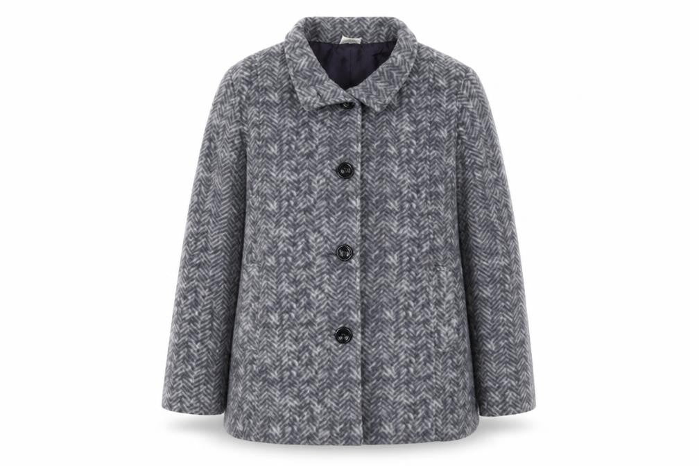 Anne de Lancy Womens Grey Herringbone  Jacket Blazer Size M