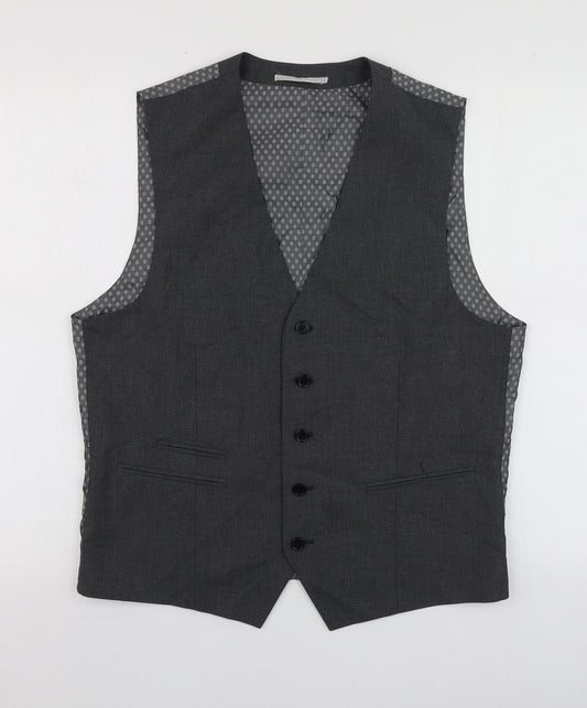 Skopes Mens Grey Polka Dot Polyester Jacket Suit Waistcoat Size M