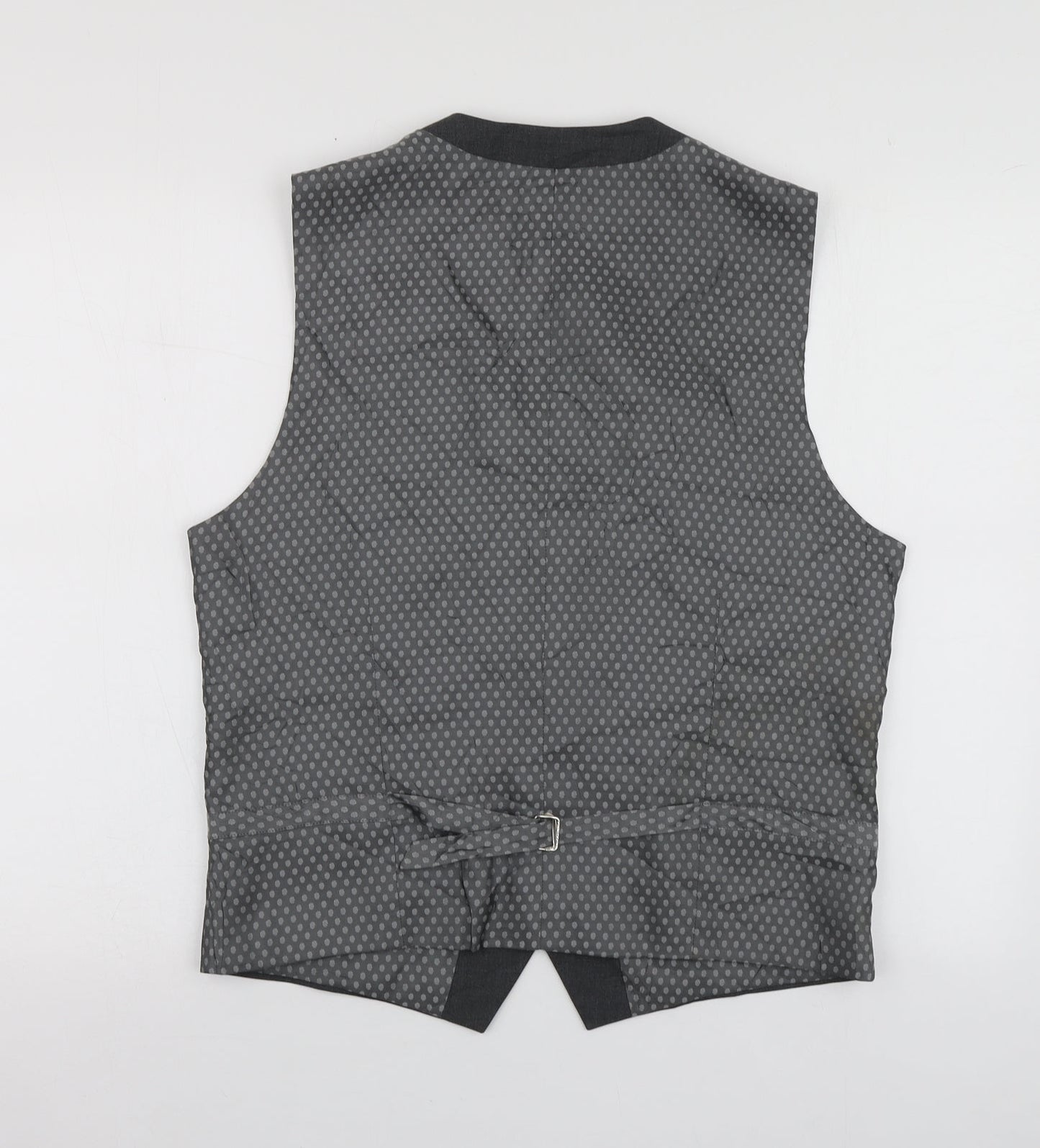 Skopes Mens Grey Polka Dot Polyester Jacket Suit Waistcoat Size M