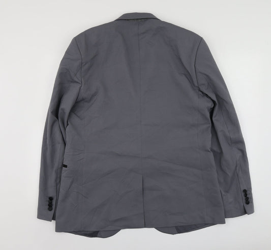 Boohoo Man Mens Grey  Polyester Jacket Suit Jacket Size L