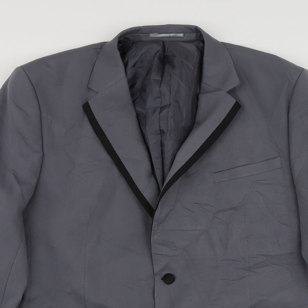 Boohoo Man Mens Grey  Polyester Jacket Suit Jacket Size L