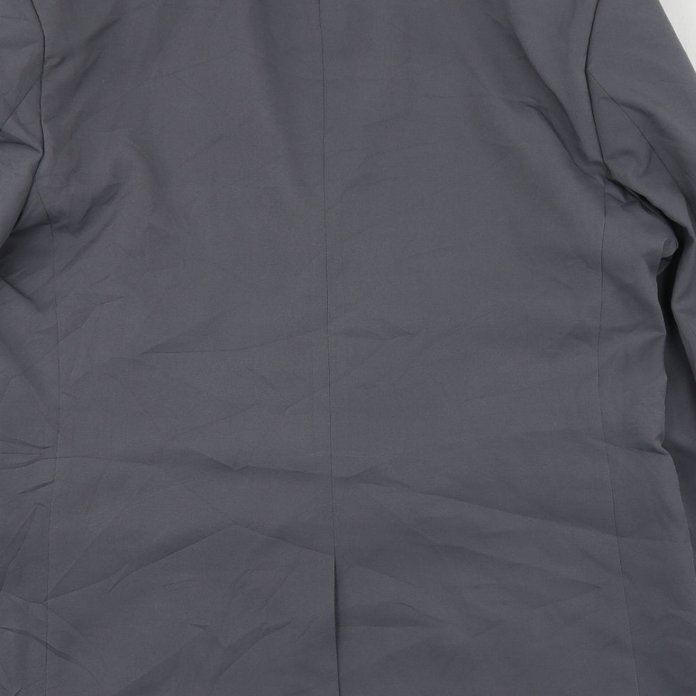Boohoo Man Mens Grey  Polyester Jacket Suit Jacket Size L