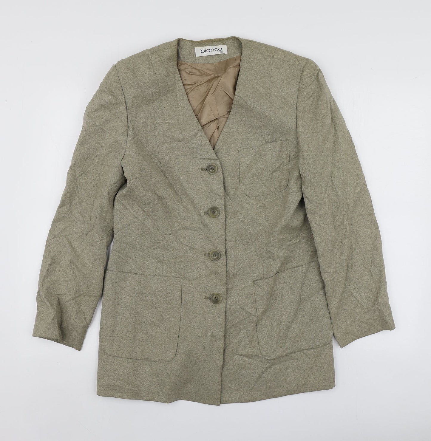 Bianca Womens Beige  Lyocell Jacket Suit Jacket Size 38