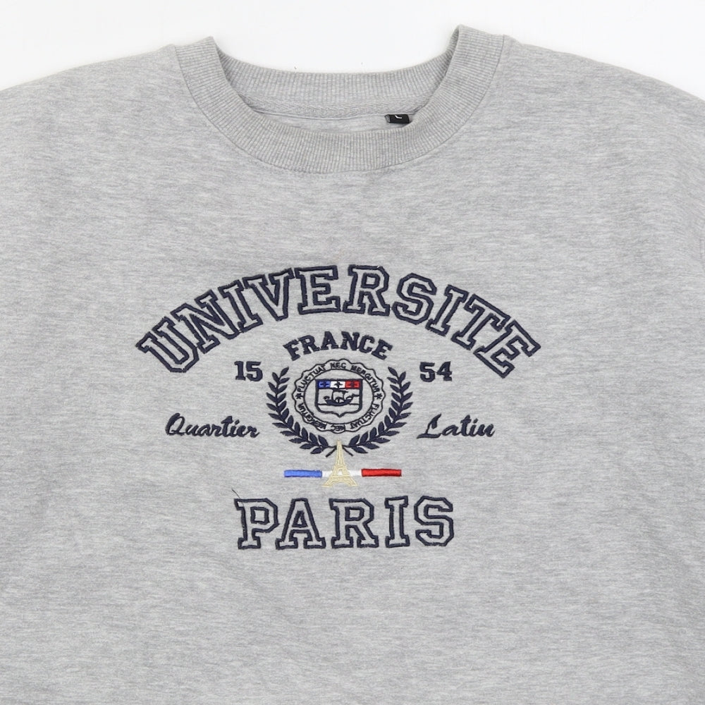 Famous Mens Grey  Cotton Pullover Sweatshirt Size L   - Universite Paris