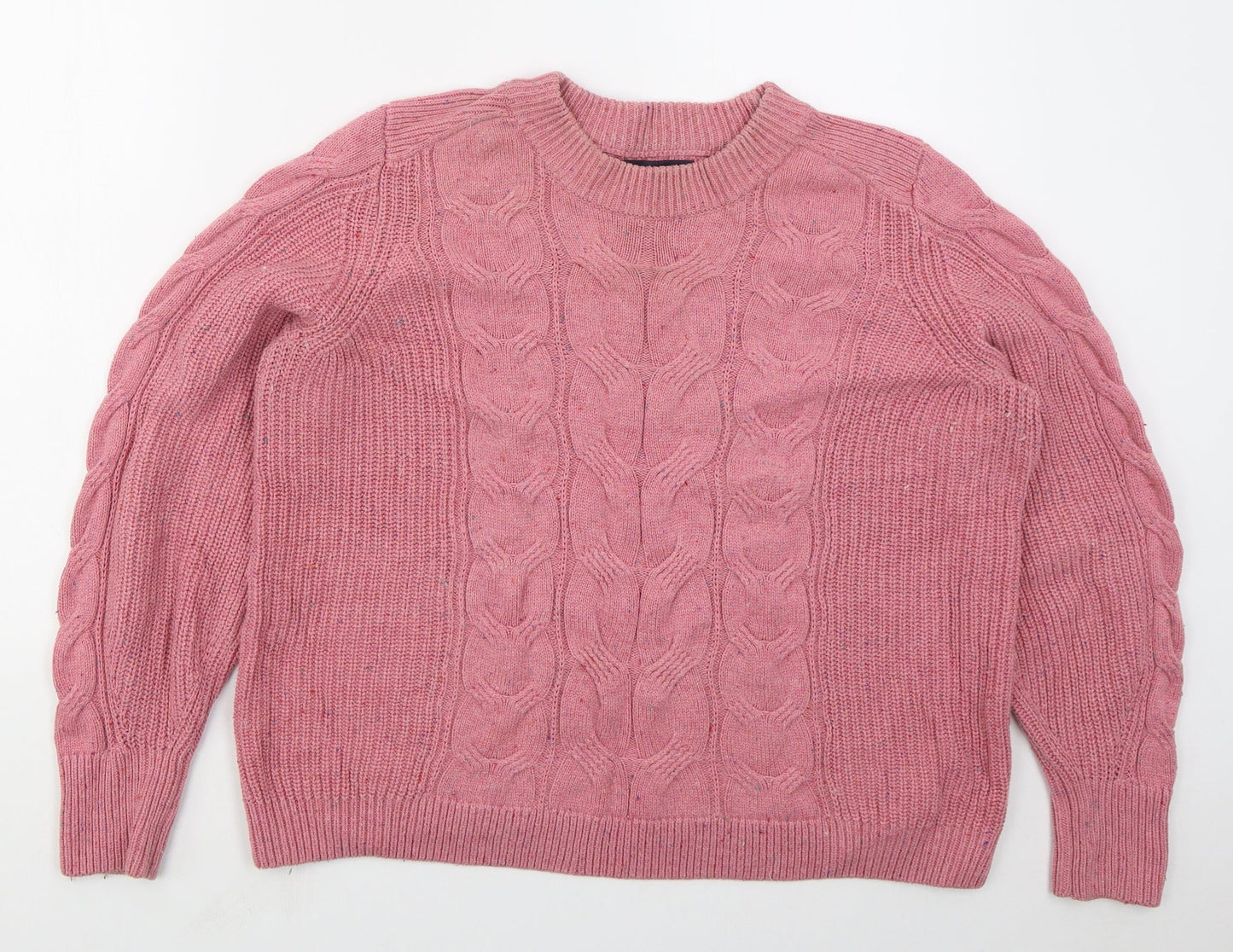 Marks and Spencer Womens Pink Crew Neck  Cotton Pullover Jumper Size L