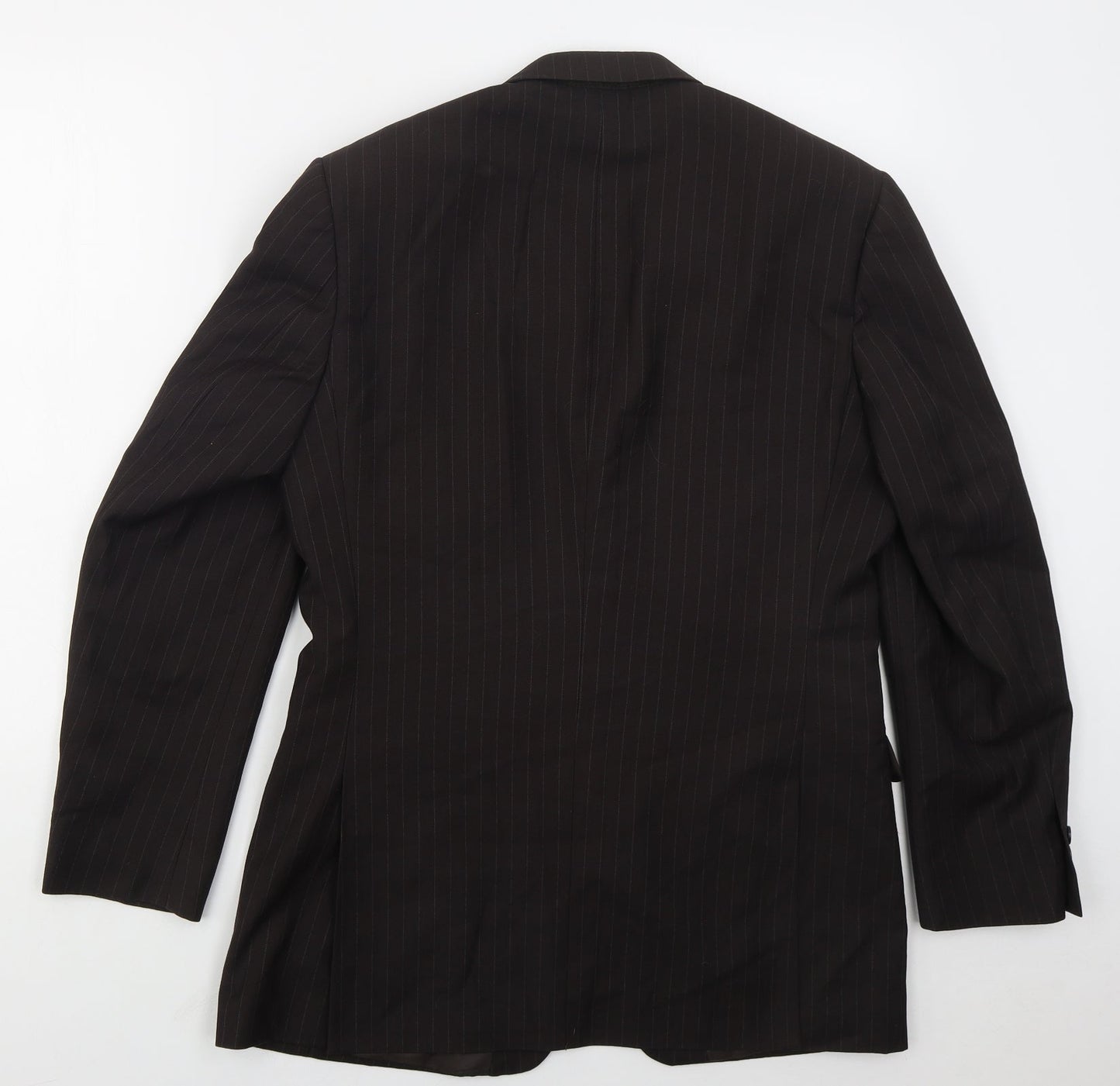Burton Mens Brown Striped Polyester Jacket Suit Jacket Size 38