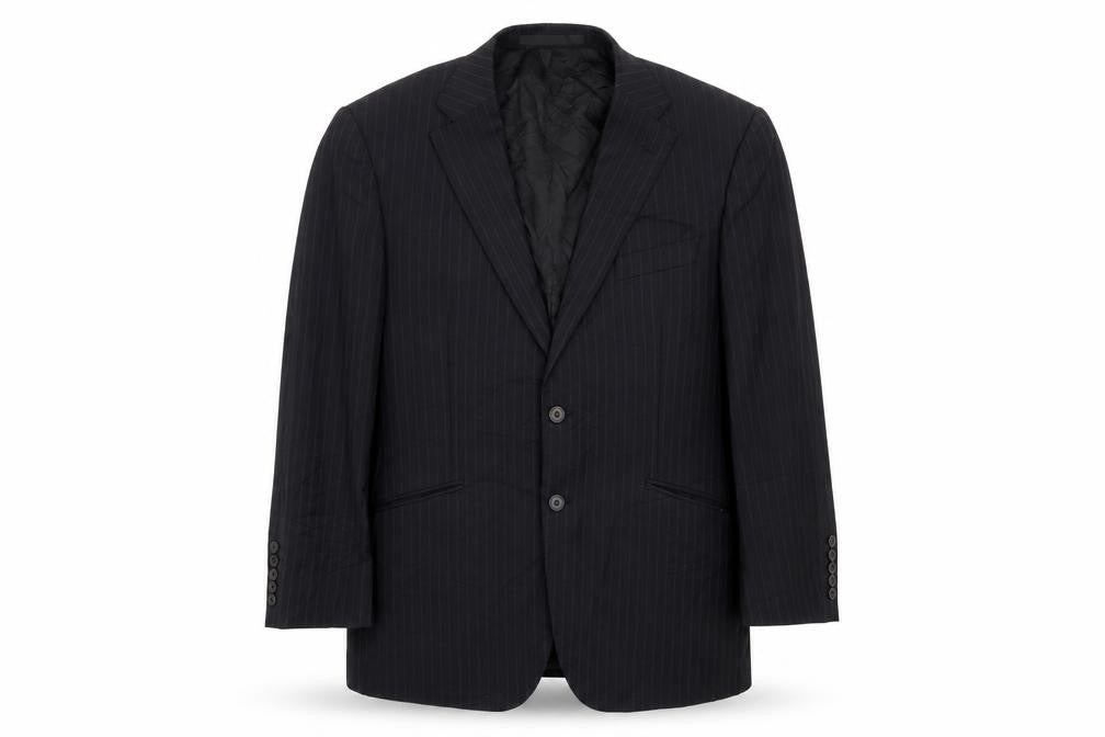 Marks and Spencer Mens Black Striped Wool Jacket Suit Jacket Size 42