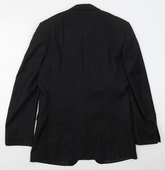 New Look Mens Black Striped Polyester Jacket Suit Jacket Size 40