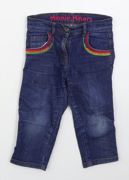Minnie Minors Girls Blue  Cotton Straight Jeans Size 5 Years  Regular Button