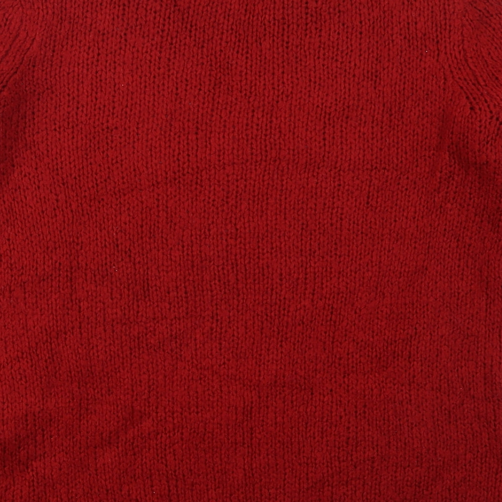 NEXT Womens Red Crew Neck  Acrylic Pullover Jumper Size 10   - Ho Ho Ho