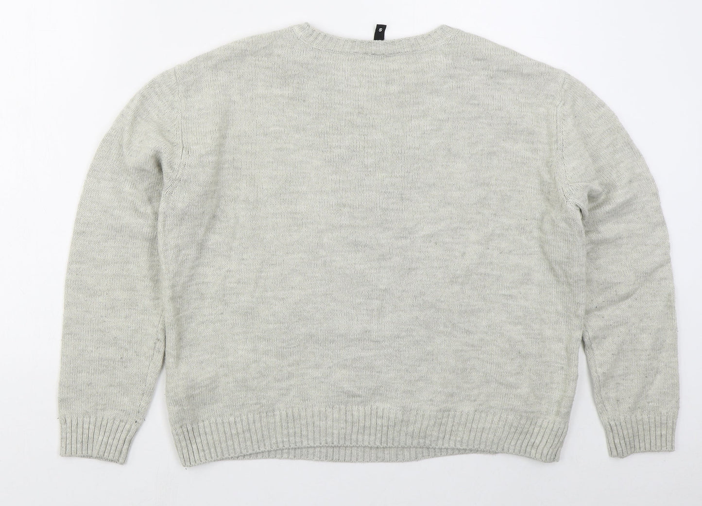 H&M Womens Grey Crew Neck  Acrylic Pullover Jumper Size S   - Penguin