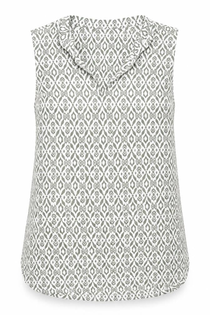 Dunnes Womens Green Geometric Polyester Basic Tank Size 8 V-Neck