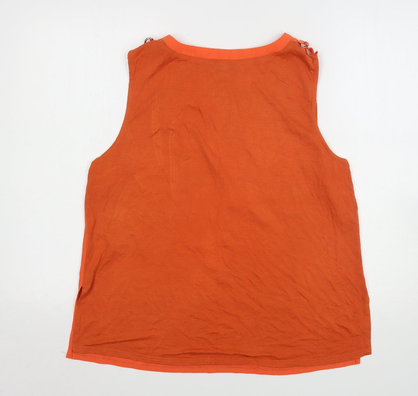 New Look Womens Orange  Polyester Basic Tank Size 16 Round Neck