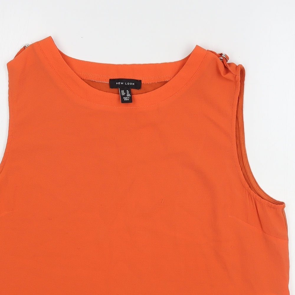 New Look Womens Orange  Polyester Basic Tank Size 16 Round Neck