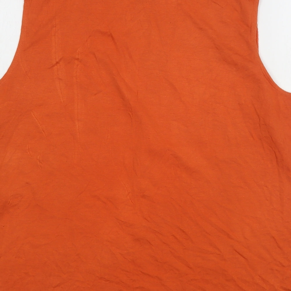 New Look Womens Orange  Polyester Basic Tank Size 16 Round Neck