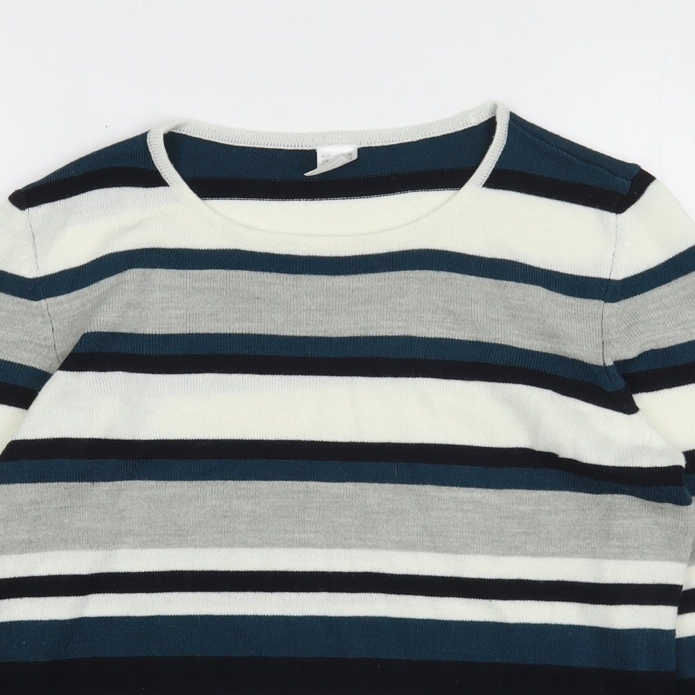 Preworn Womens Multicoloured Round Neck Striped Acrylic Pullover Jumper Size 12