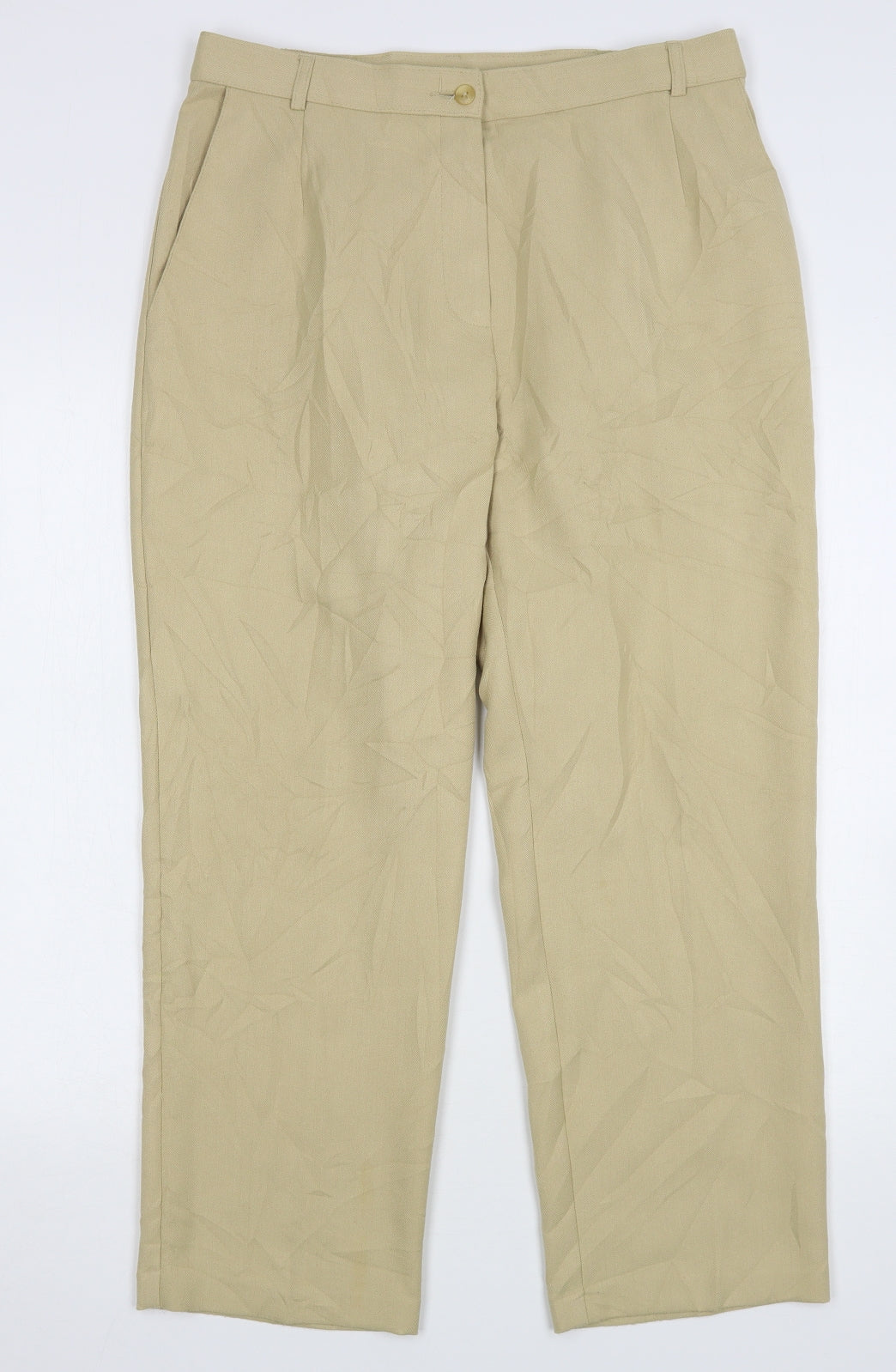 Marks and Spencer Womens Beige  Polyester Trousers  Size 14 L27 in Regular