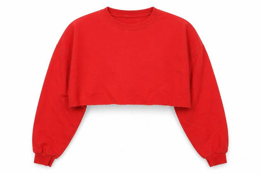 PRETTYLITTLETHING Womens Red  Cotton Pullover Sweatshirt Size L   - Cropped