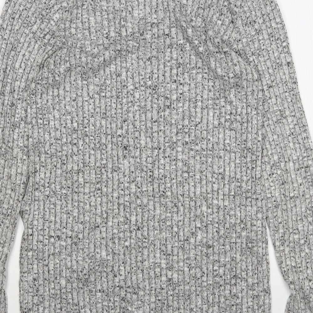 H&M Womens Grey V-Neck  Viscose Pullover Jumper Size S