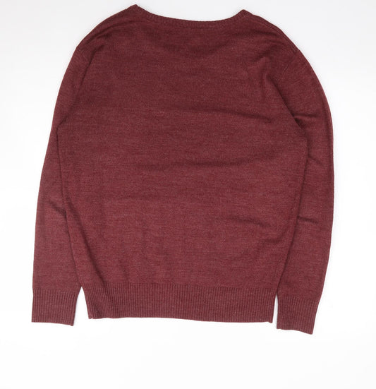 TG Mens Red Crew Neck  Acrylic Pullover Jumper Size M