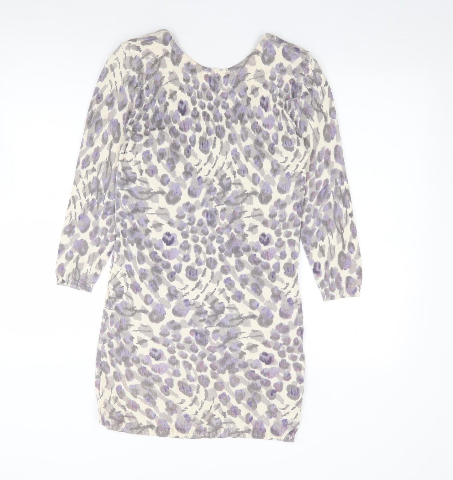 River Island Womens Multicoloured Animal Print Cotton Bodycon  Size 8  Scoop Neck Pullover