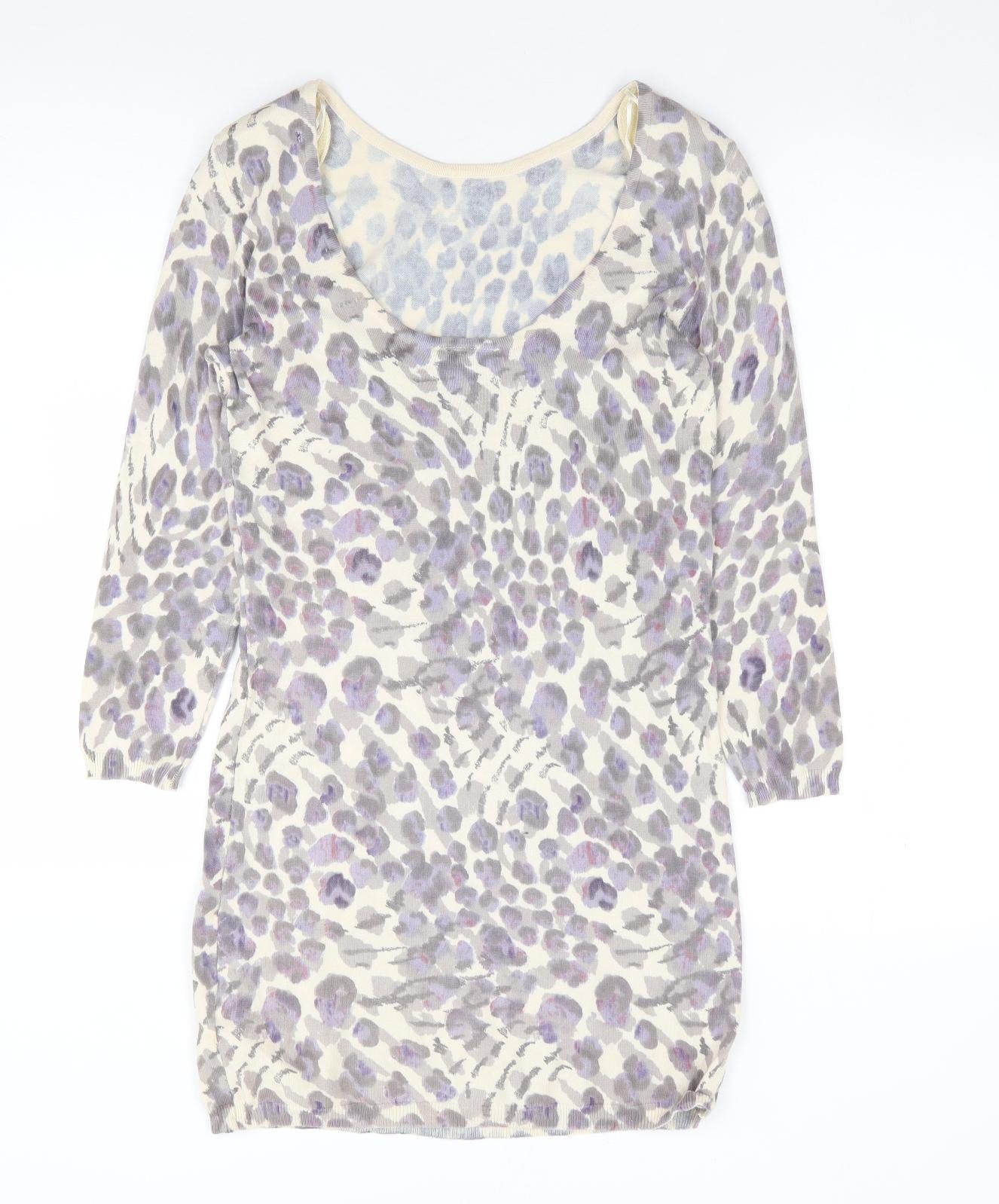 River Island Womens Multicoloured Animal Print Cotton Bodycon  Size 8  Scoop Neck Pullover