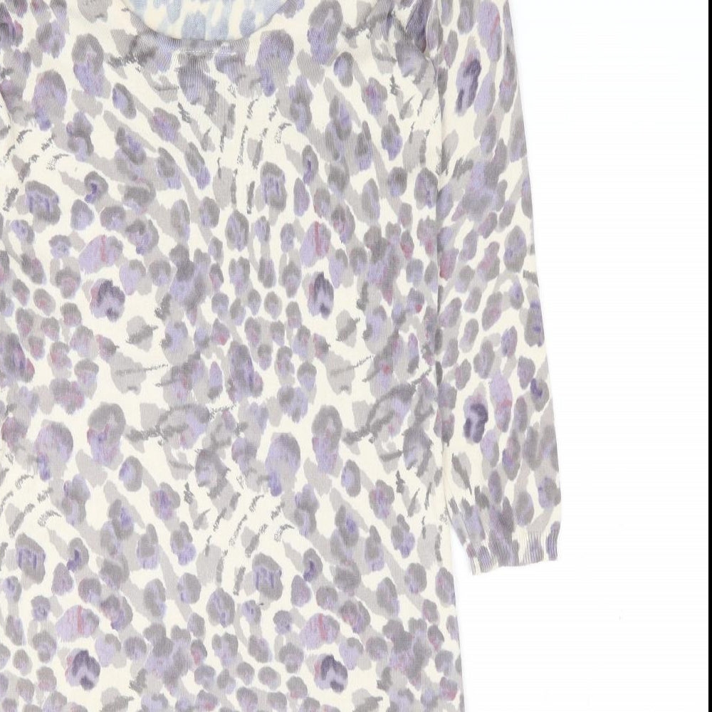 River Island Womens Multicoloured Animal Print Cotton Bodycon  Size 8  Scoop Neck Pullover