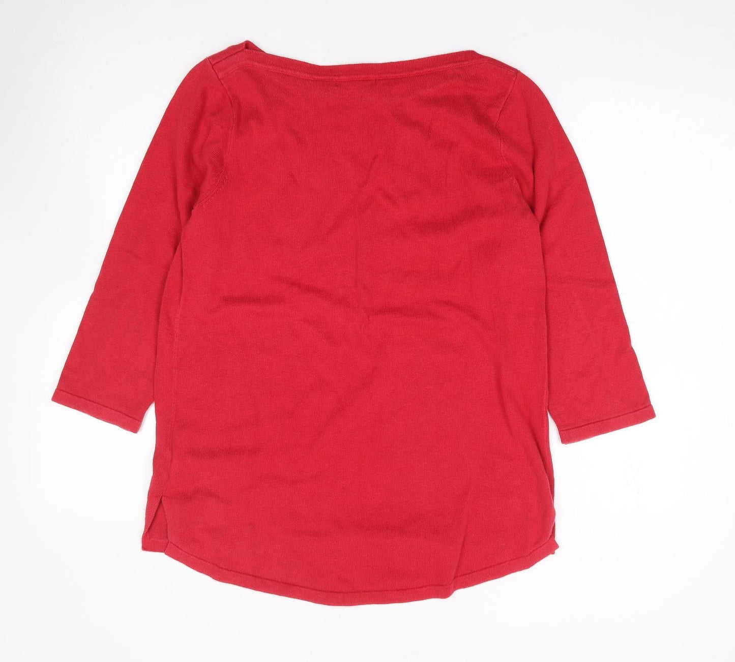 Jeanne Pierre Womens Red Round Neck  100% Cotton Pullover Jumper Size S
