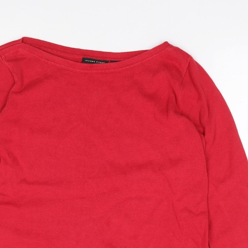 Jeanne Pierre Womens Red Round Neck  100% Cotton Pullover Jumper Size S
