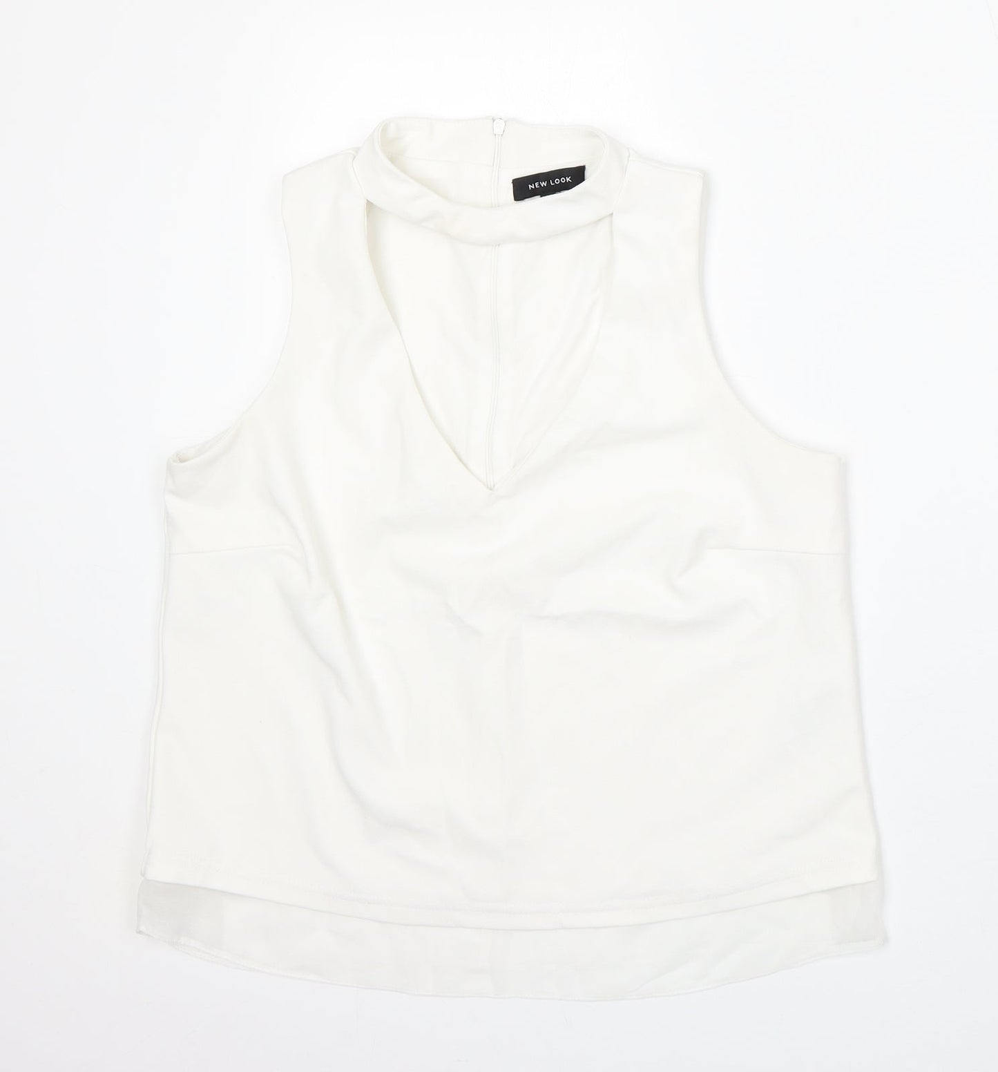 New Look Womens White Round Neck  Polyester Vest Jumper Size 12