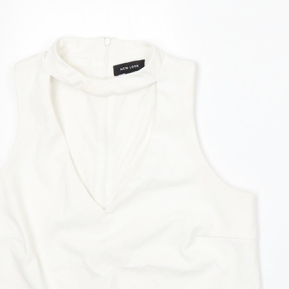 New Look Womens White Round Neck  Polyester Vest Jumper Size 12