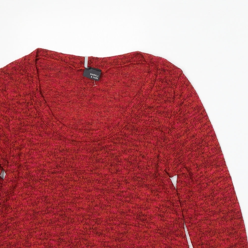 Sparkle & Fade Womens Red Round Neck  Polyester Pullover Jumper Size XS