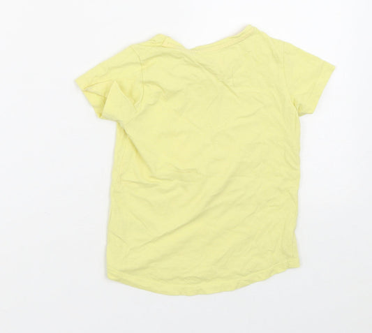 I LOVE MY TEE Girls Yellow  100% Cotton Pullover T-Shirt Size 2-3 Years Crew Neck  - Bunny