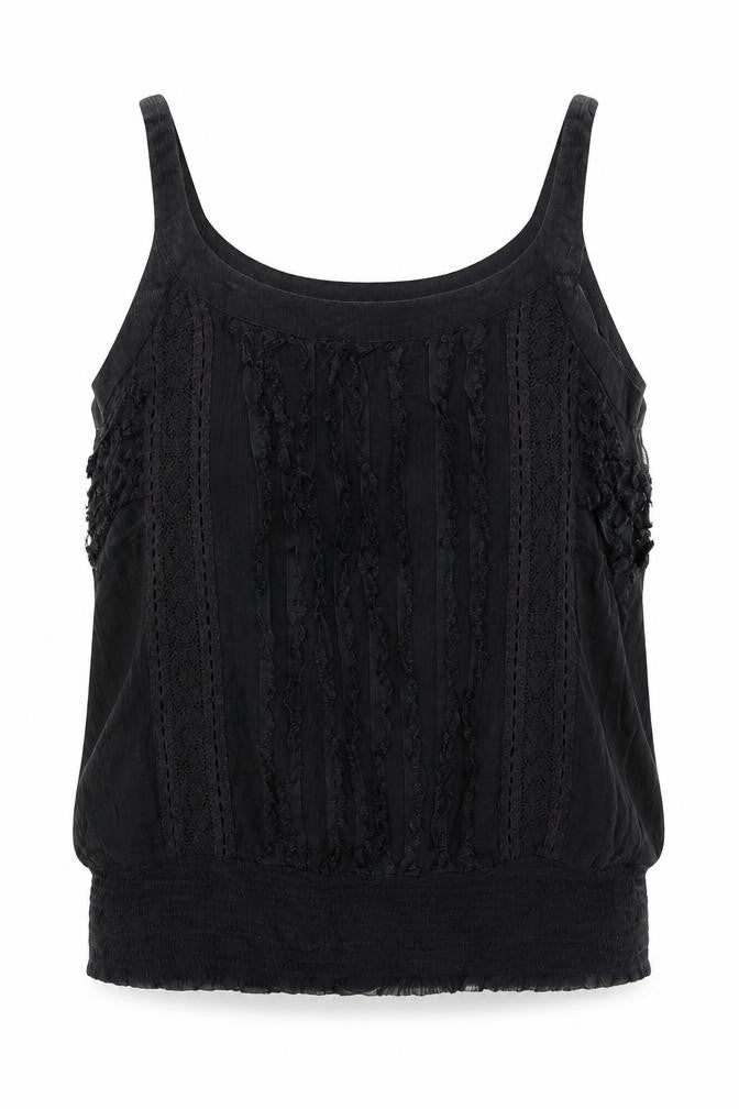 Fransa Womens Black  Viscose Camisole Blouse Size L Round Neck