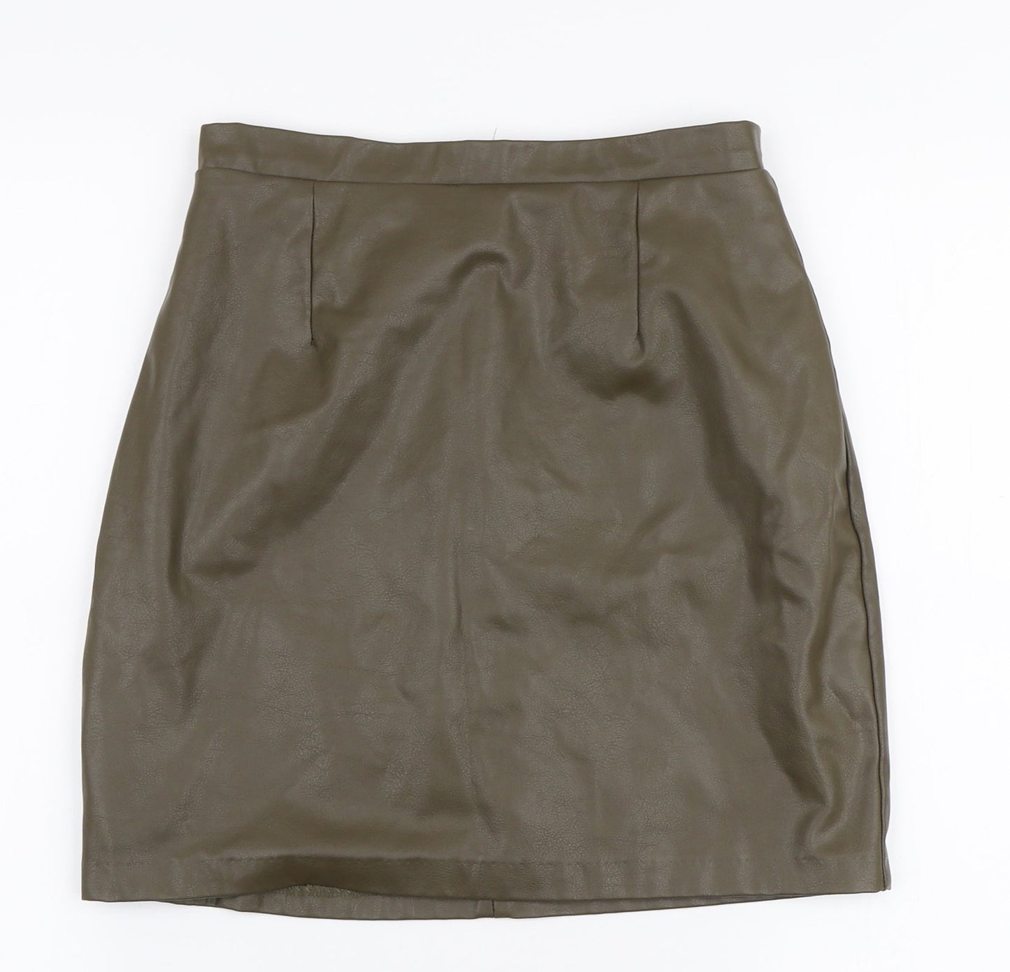 River Island Womens Green  Polyester A-Line Skirt Size 8   Zip