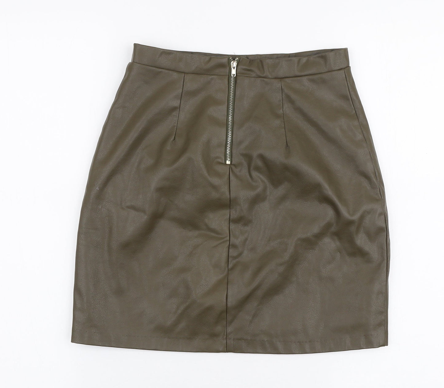 River Island Womens Green  Polyester A-Line Skirt Size 8   Zip