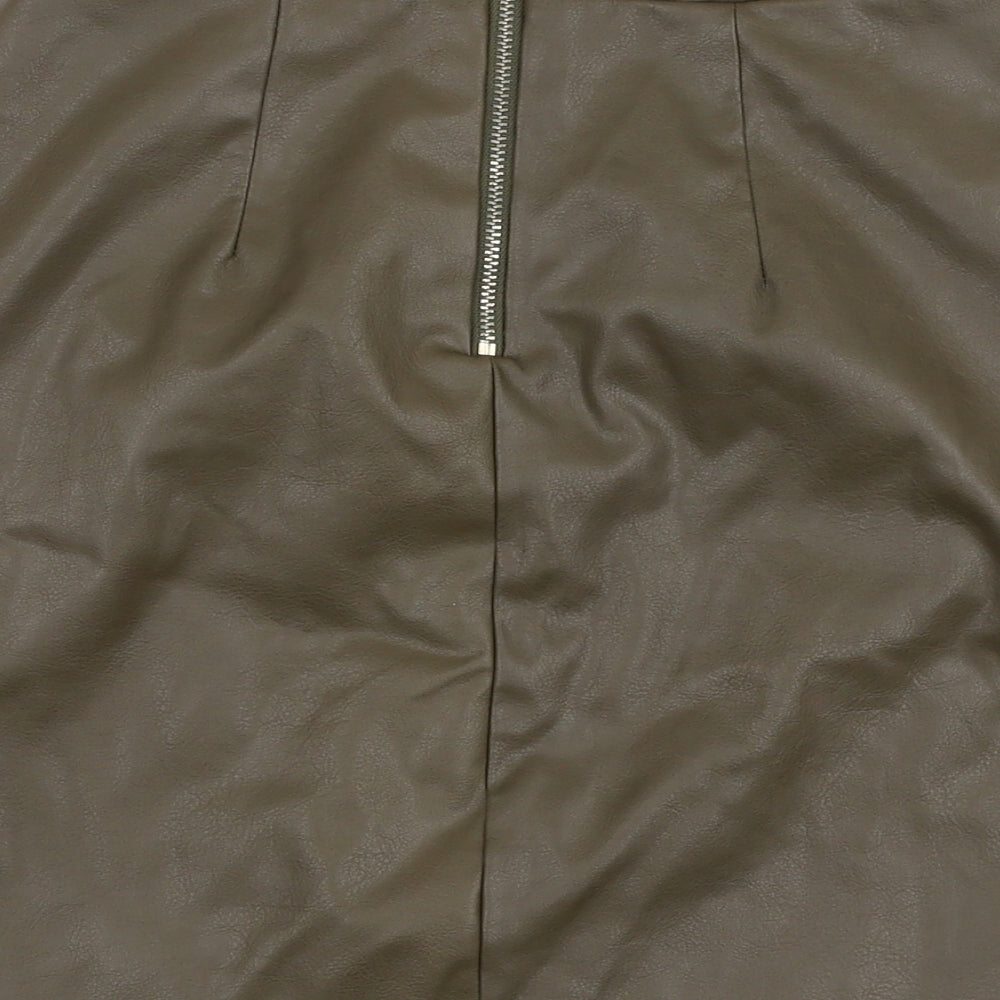 River Island Womens Green  Polyester A-Line Skirt Size 8   Zip