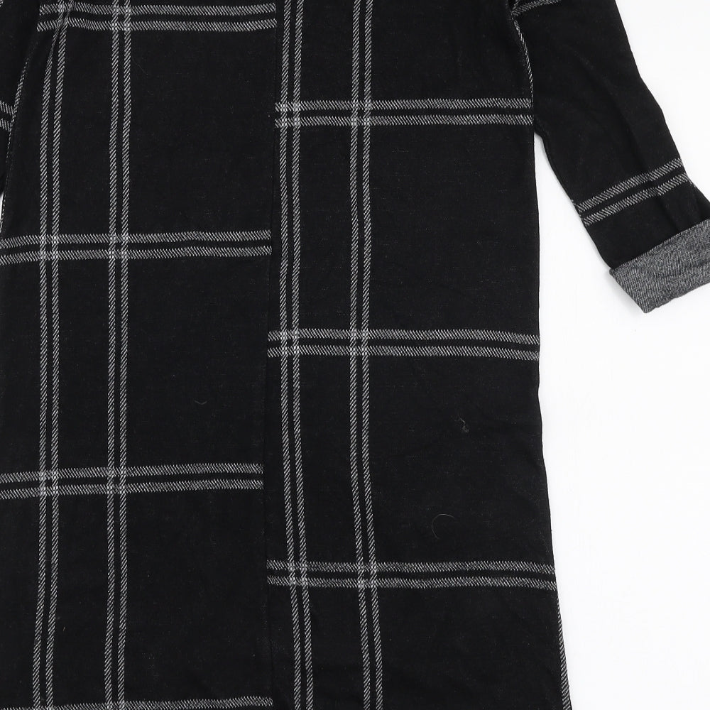 Atmosphere Womens Black Plaid Polyester A-Line  Size 6  Round Neck Pullover