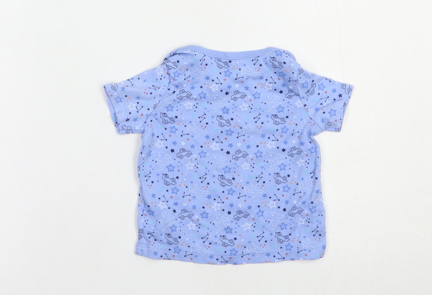 F&F Baby Blue Geometric Cotton Pullover T-Shirt Size 3-6 Months Crew Neck Pullover - Car Print