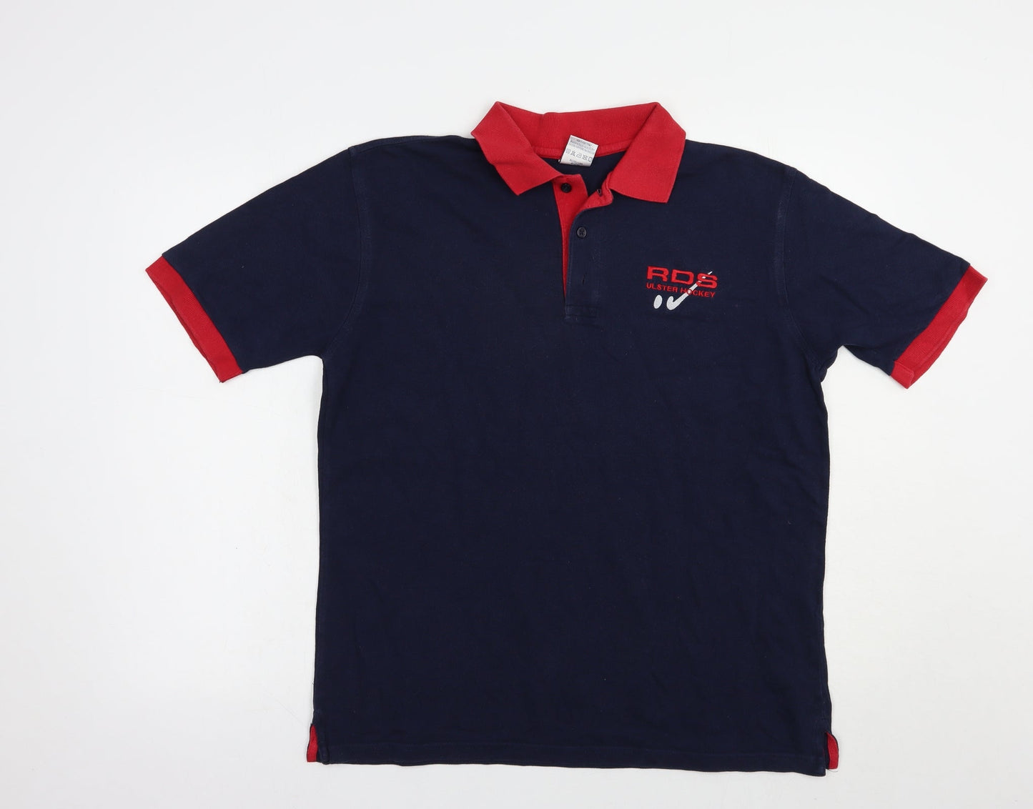 JERZEES Mens Blue  Cotton  Polo Size S Collared Button - Ulster Hockey
